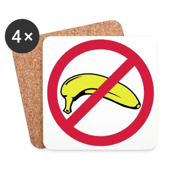 No Banana | Keine Banane - Dessous de verre (lot de 4) - blanc - Devant