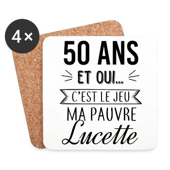 Pauvre Lucette 50 ans - Dessous de verre (lot de 4) - blanc - Devant