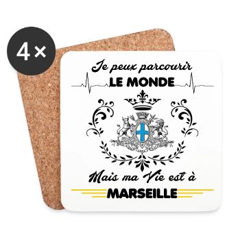 MA VIE EST A MARSEILLE - Dessous de verre (lot de 4) - blanc - Devant