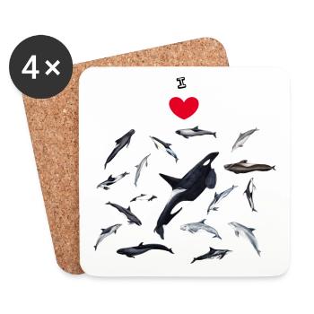 I love dolphins - I love dolphins - Dauphins - Coasters (set of 4) - white - Front