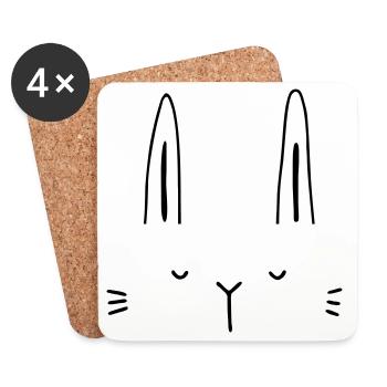 Bunny rabbit face face gift idea - Coasters (set of 4) - white - Front