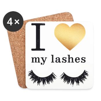 Lange Wimpern Mascara - Untersetzer (4er-Set) - Weiß - Vorne