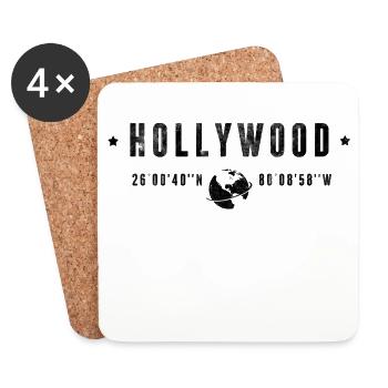 Hollywood Coordonnées Géographiques Stylisées - Dessous de verre (lot de 4) - blanc - Devant