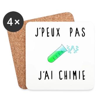 J'peux Pas J'ai Chimie Éprouvette - Dessous de verre (lot de 4) - blanc - Devant