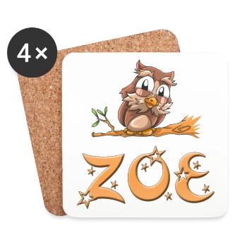 Hibou Zoe - Dessous de verre (lot de 4) - blanc - Devant