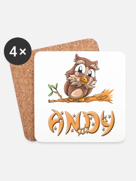 Eule Andy - Untersetzer (4er-Set) - Weiß