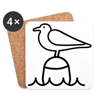 Möwe Moin - Untersetzer (4er-Set) - Weiß - Vorne