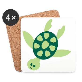 Colorful sea turtle - Coasters (set of 4) - white - Front