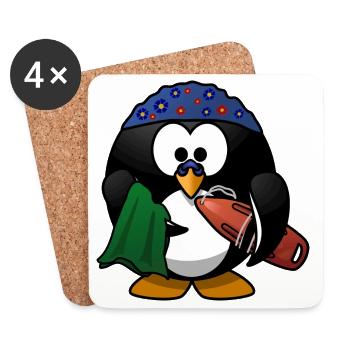 Flower Hat Penguin on the Beach - Coasters (set of 4) - white - Front