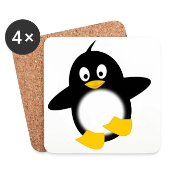 Penguin Glow Belly Cartoon - Coasters (set of 4) - white - Front
