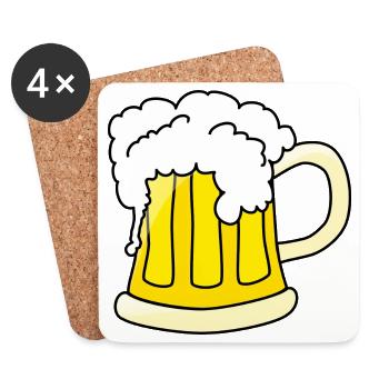 Bierkrug mit Schaum Illustration - Untersetzer (4er-Set) - Weiß - Vorne