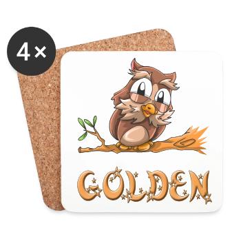 Eule Golden - Untersetzer (4er-Set) - Weiß - Vorne