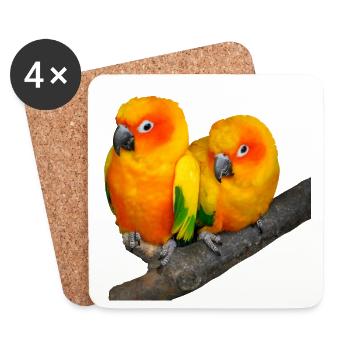 Oiseaux - Dessous de verre (lot de 4) - blanc - Devant