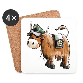 Bull comme officier de police - Police - animaux - drôle - Dessous de verre (lot de 4) - blanc - Devant