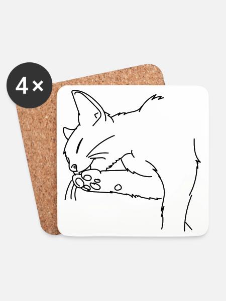 Katze - Untersetzer (4er-Set) - Weiß