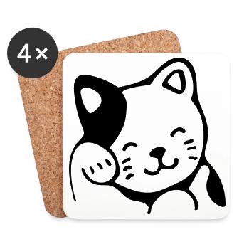Chat - Dessous de verre (lot de 4) - blanc - Devant