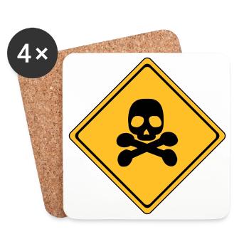 Panneau d’avertissement de danger # - Dessous de verre (lot de 4) - blanc - Devant