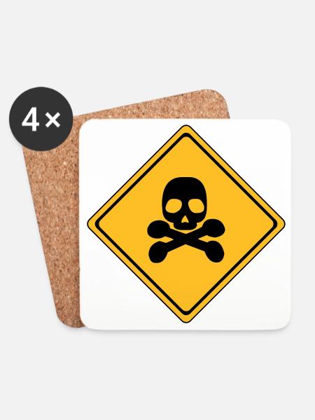 Danger Warning Sign # - Coasters (set of 4) - white