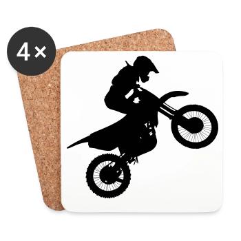 Image du pilote de motocross # - Dessous de verre (lot de 4) - blanc - Devant