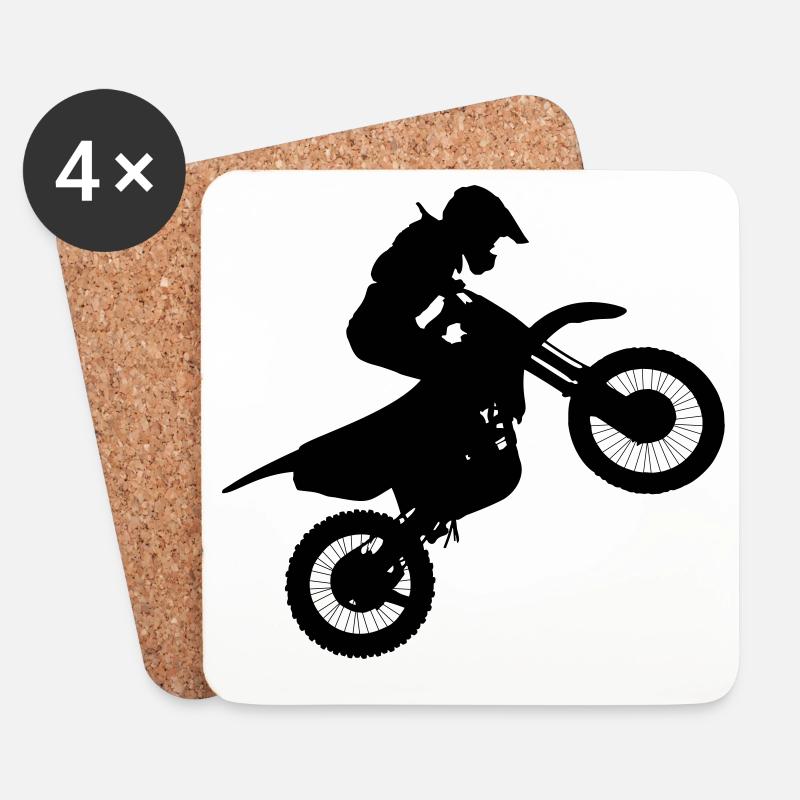 Bild eines Motocross-Fahrers # - Untersetzer (4er-Set) - Weiß