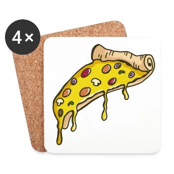 Délicieusement de pizza - Pizza - Fromage - délicieux - Dessous de verre (lot de 4) - blanc - Devant