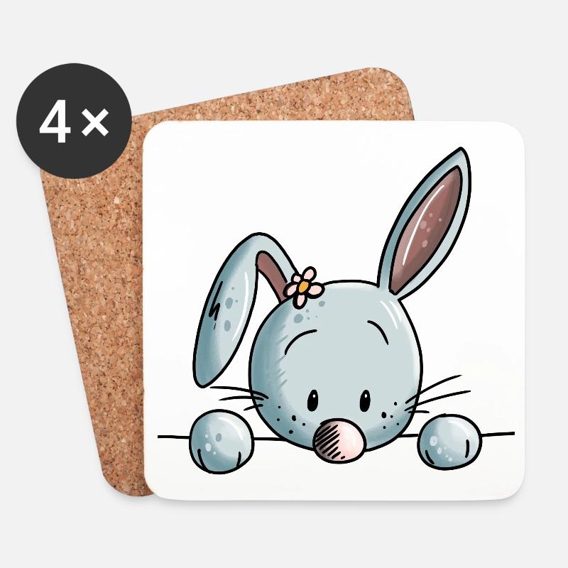 Süßes kleines Kaninchen - Hase - Bunny - Comic - Untersetzer (4er-Set) - Weiß
