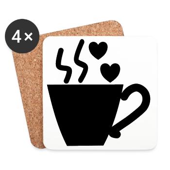 J'adore le café - tasse de café - Café - Dessous de verre (lot de 4) - blanc - Devant