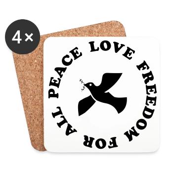 peace love freedom - Coasters (set of 4) - white - Front