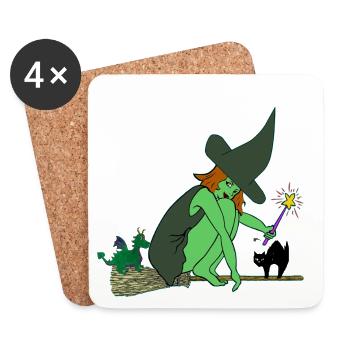 Hexe - Untersetzer (4er-Set) - Weiß - Vorne