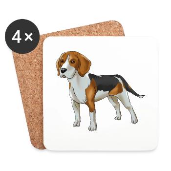Beagle Hund - Untersetzer (4er-Set) - Weiß - Vorne