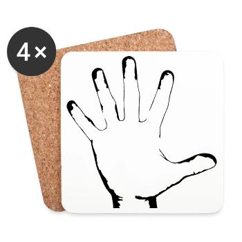 white hand body limb gift idea - Coasters (set of 4) - white - Front