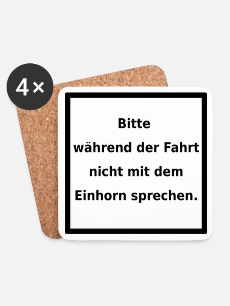 Warnhinweis: Einhorn. (black/white) - Untersetzer (4er-Set) - Weiß