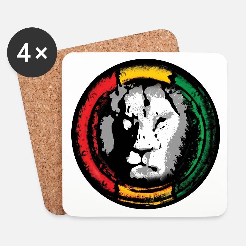 Reggae Löwe im Rasta Stil - Untersetzer (4er-Set) - Weiß