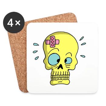Skull and sticking plaster - Coasters (set of 4) - white - Front
