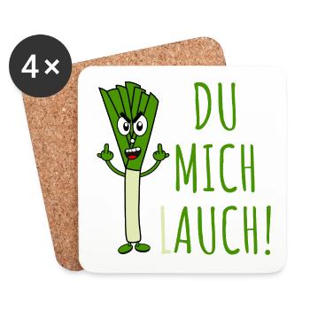 Lauch mit Spruch Du mich lauch in grün - Untersetzer (4er-Set) - Weiß - Vorne