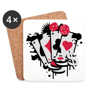 Quatre cartes à jouer, le Carreau , le Cœur , le - Dessous de verre (lot de 4) - blanc - Devant