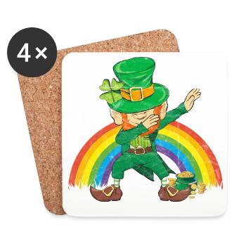 Lutin, Dancing Dabbing, Arc-en-ciel - Dessous de verre (lot de 4) - blanc - Devant
