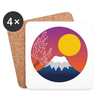 Mount Fuji manga - Coasters (set of 4) - white - Front
