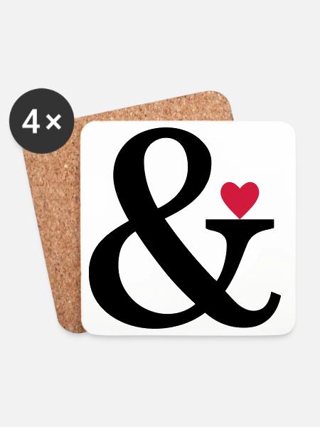 Ampersand Herz - Liebe Geschenk Zeichen der Liebe - Untersetzer (4er-Set) - Weiß