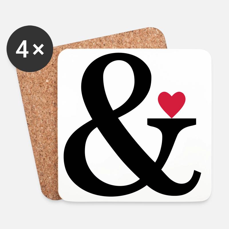 Ampersand Herz - Liebe Geschenk Zeichen der Liebe - Untersetzer (4er-Set) - Weiß