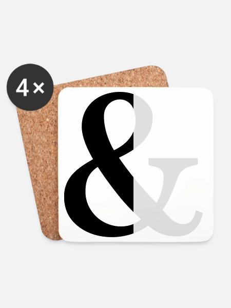 Ampersand zweifarbig Zeichen Symbol Geschenkidee - Untersetzer (4er-Set) - Weiß