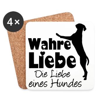 Wahre Liebe - Hund Haustier Tier Geschenk Spruch - Untersetzer (4er-Set) - Weiß - Vorne