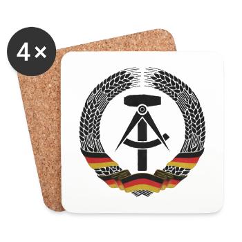 DEUTSCHES ARBEITERWAPPEN OSSI OSTALGIE DDR - Untersetzer (4er-Set) - Weiß - Vorne