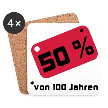 50% ... 100 years - Coasters (set of 4) - white - Front