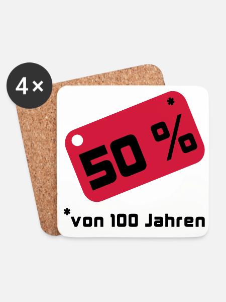 50 % ... von 100 Jahren - Untersetzer (4er-Set) - Weiß