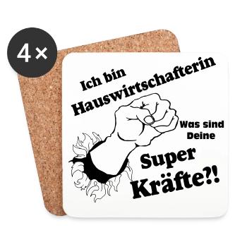 Hauswirtschafterin super,Fun Shirt (25) - Untersetzer (4er-Set) - Weiß - Vorne
