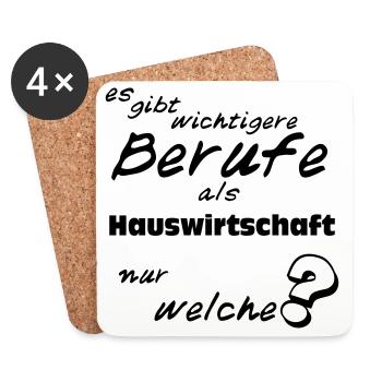 Hauswirtschafterin super,Fun spruch Shirt (25) - Untersetzer (4er-Set) - Weiß - Vorne