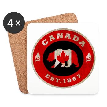 Kanada Bär Vintage / Geschenk - Untersetzer (4er-Set) - Weiß - Vorne