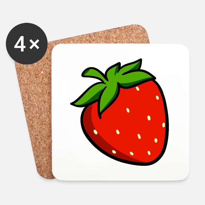 Erdbeeren - Untersetzer (4er-Set) - Weiß