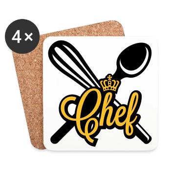 Chef | Chefkoch | Cook - Coasters (set of 4) - white - Front